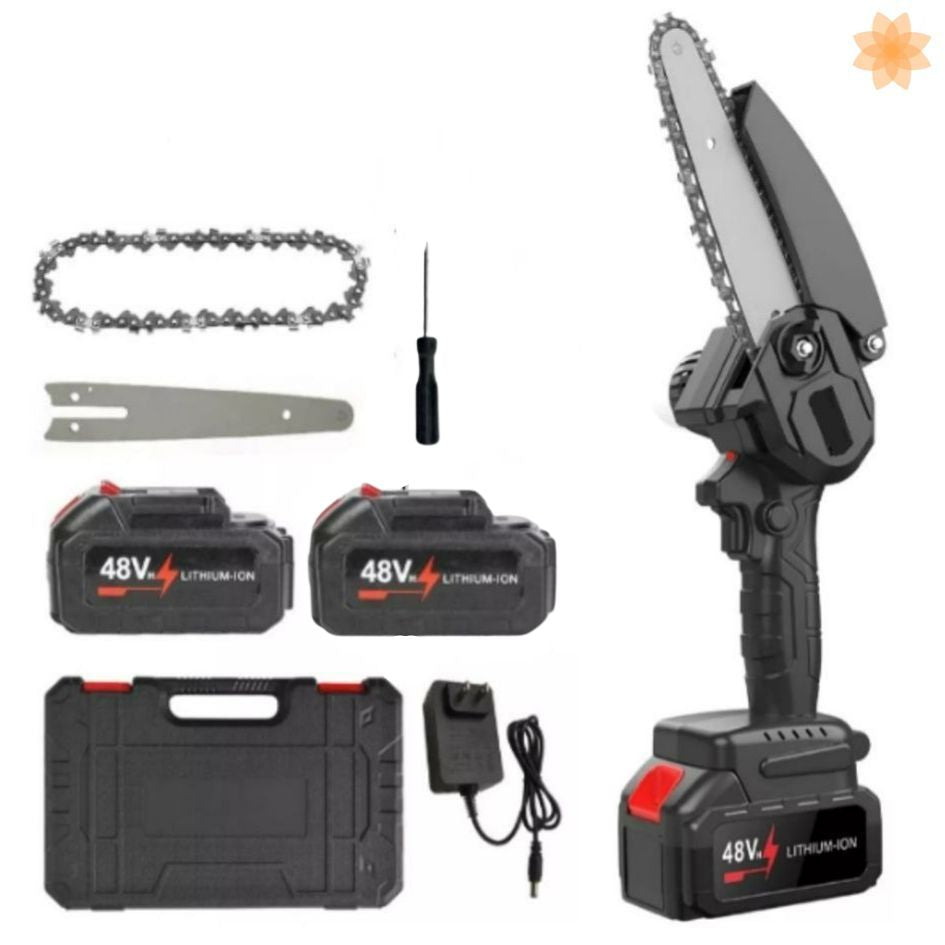 🔥 Mini Motosierra Eléctrica 7" con Estuche y 2 Baterías 🔋