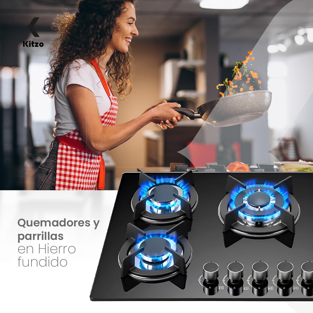 Parrilla 5 Quemadores Vidrio 🔥