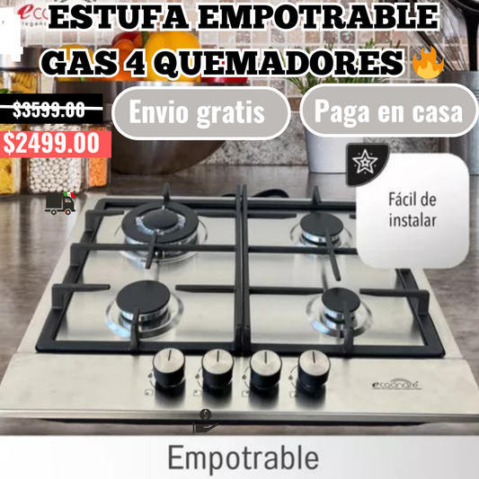 Estufa gas empotrable 4 quemadores 🔥